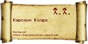 Kapcsos Kinga névjegykártya